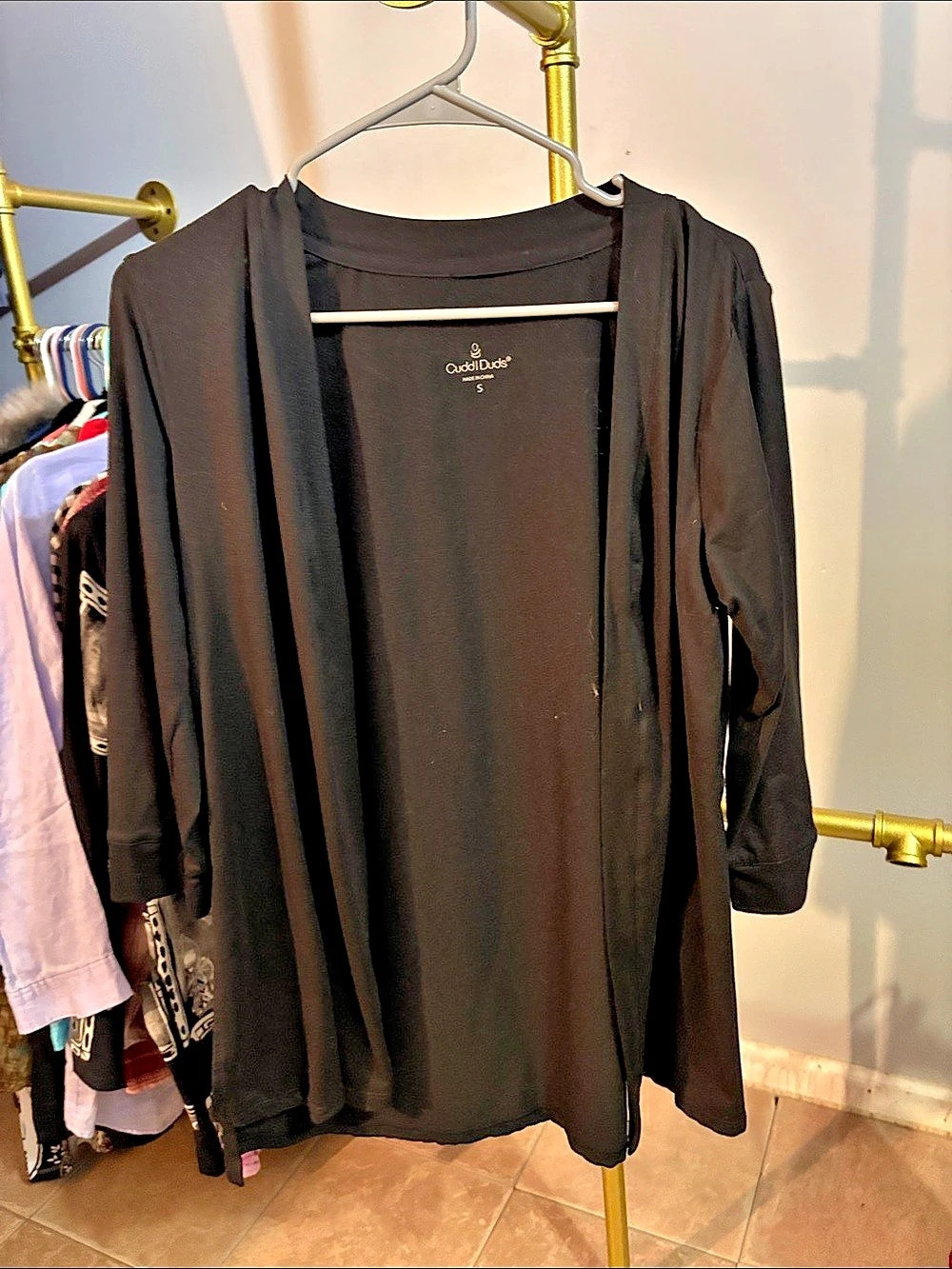 Cuddl Duds Black Open Front Cardigan Size Small Like New